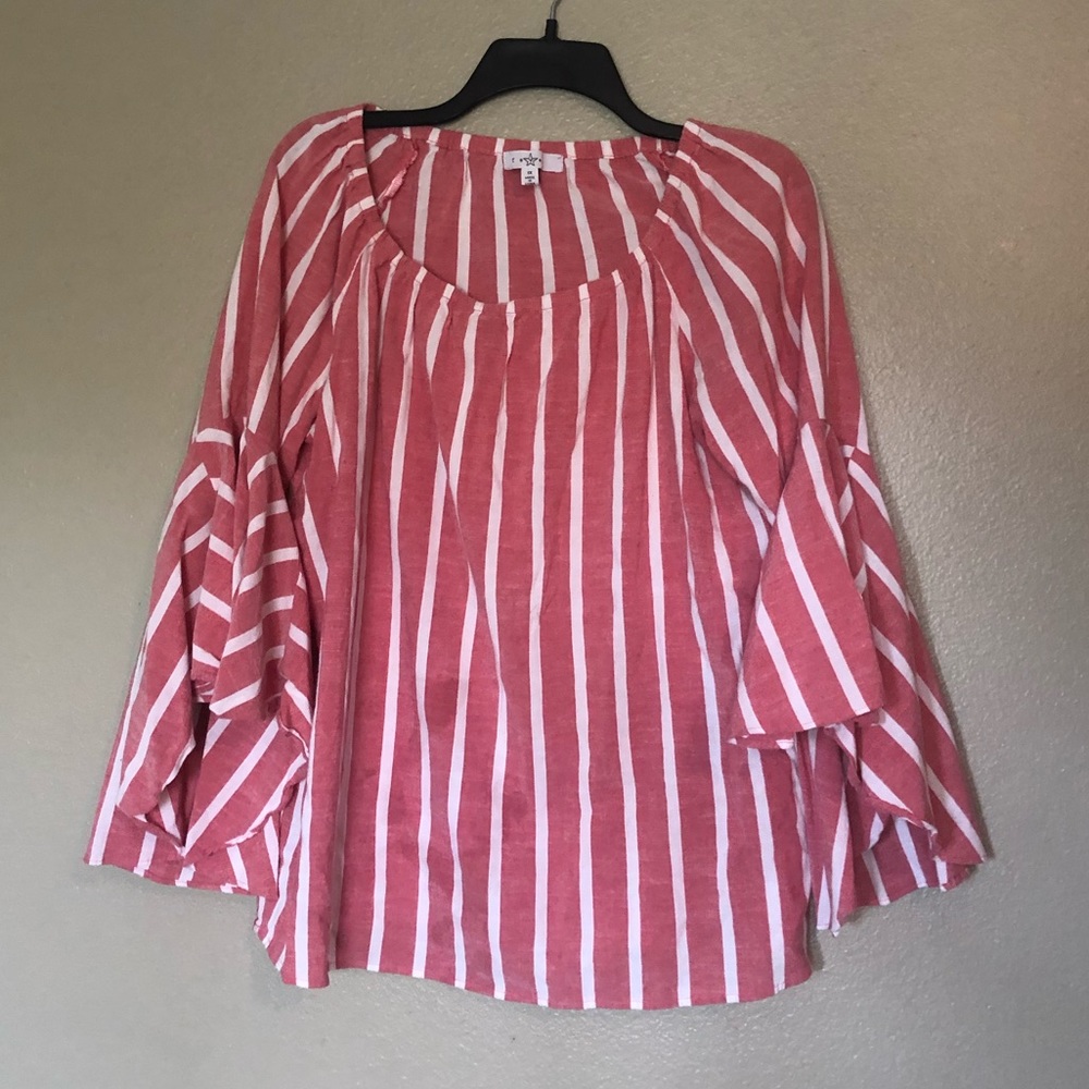 Off the shoulder striped shirt